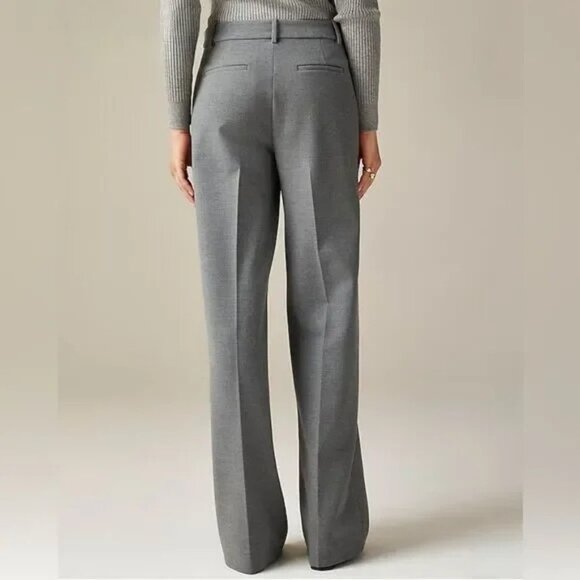 J. Crew Petite Trouser Wide-Leg Four-Season Stretch Pleats Carreman Black SZ 12P - Picture 3 of 10